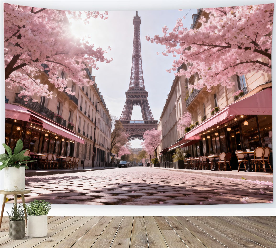 Toile de fond Paris Rue Café Fleurs Matin RR61-61