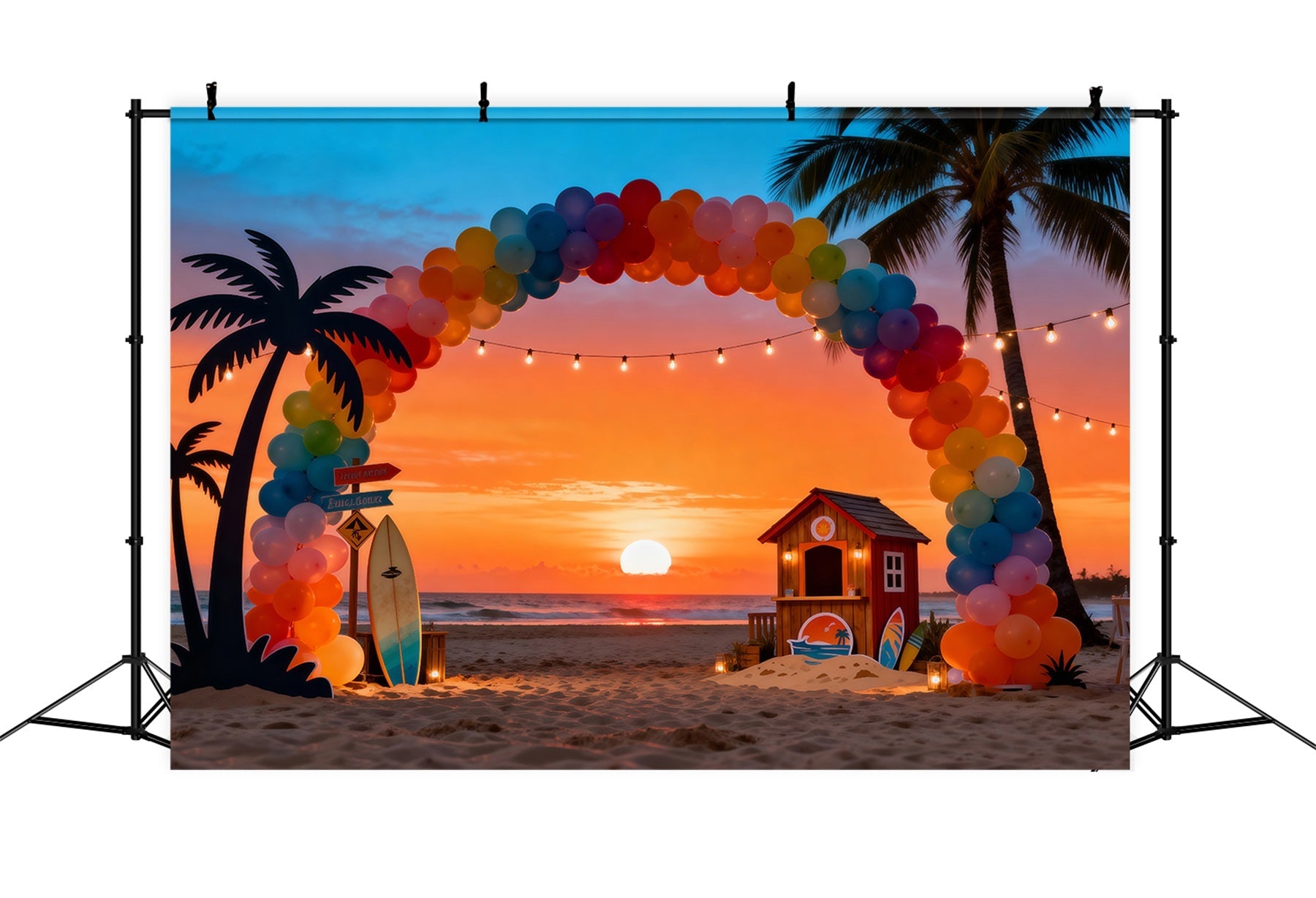 Toile de fond de Mer Arche Ballons Palmiers RR61-8