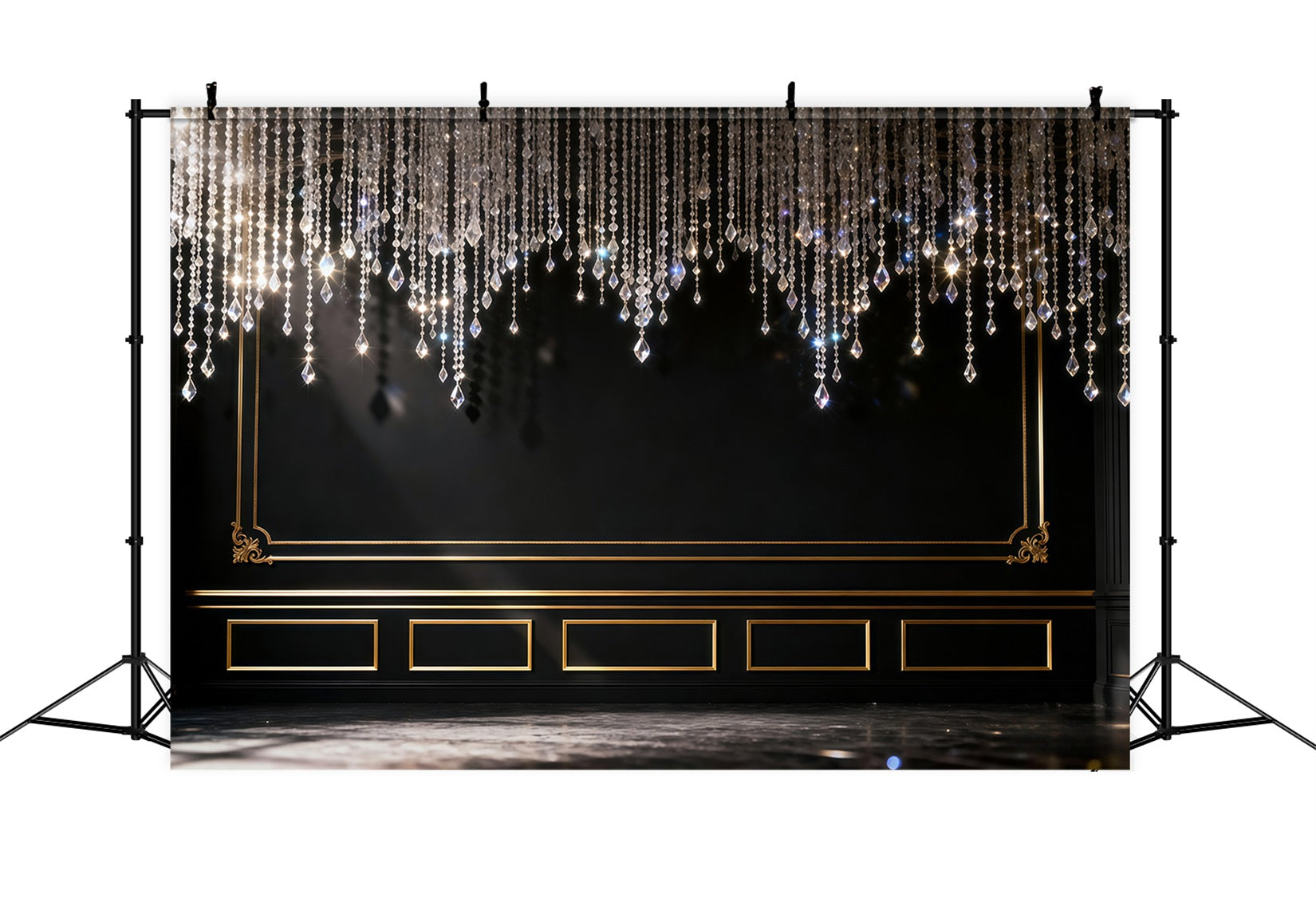 Fond Studio Boudoir Élégance Lustre Noir et Or RR62-100