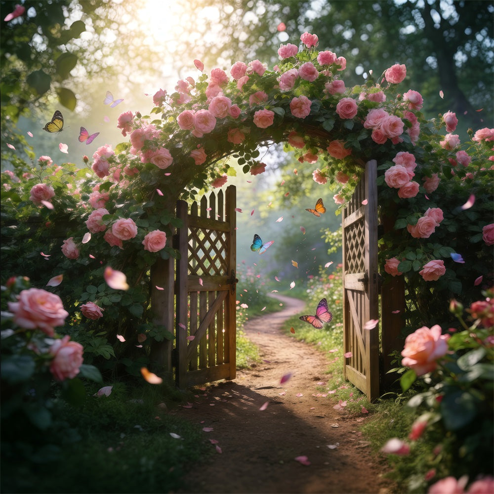 Fonds Papillon Portail Roses Roses Allée Fleurie RR62-22