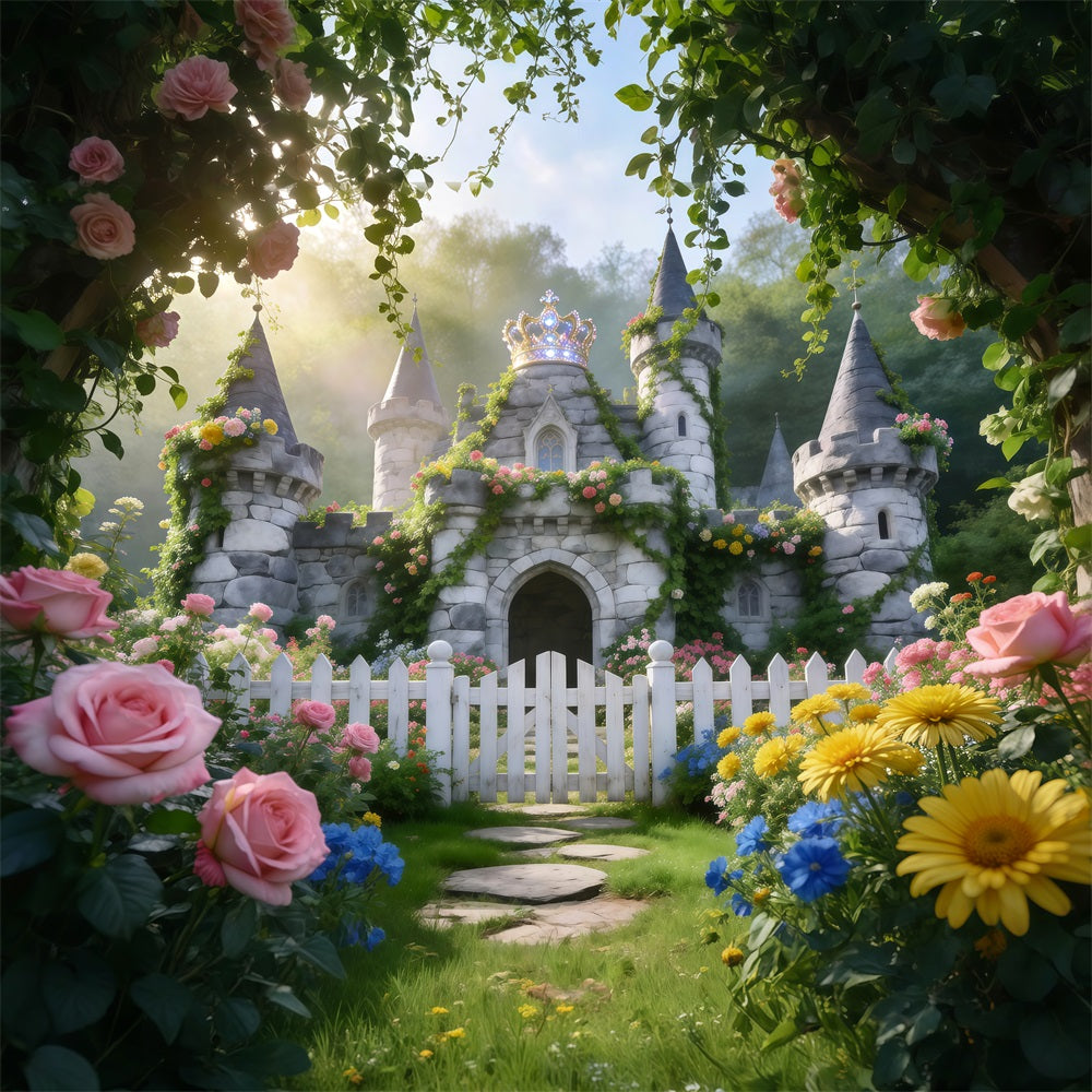 Fond Studio Floral Printanier Floraison Jardin Château Féérique RR62-26