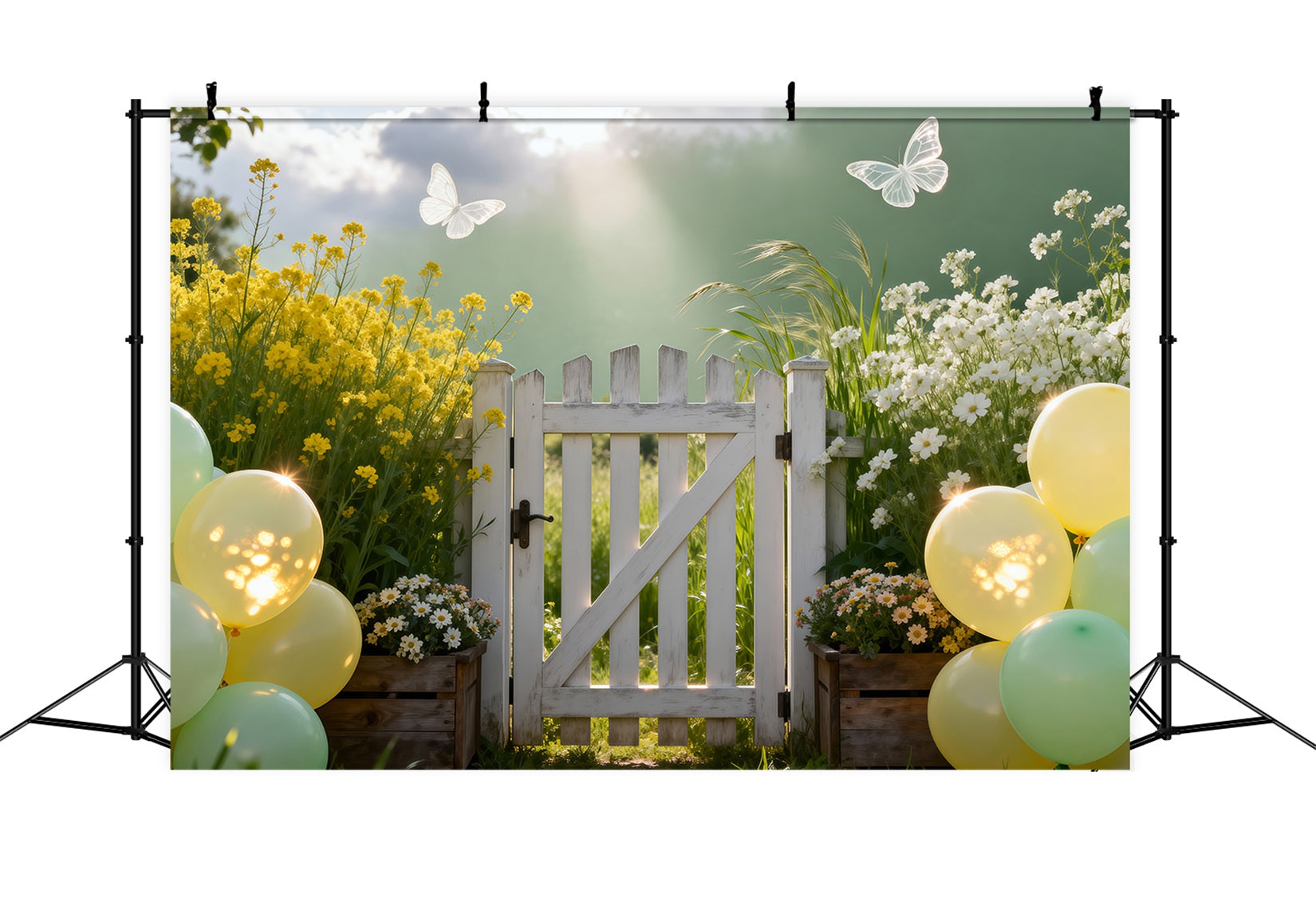 Fond Studio Ballons de Printemps Portail Prairie Pastel Lumière Du Soleil RR62-28