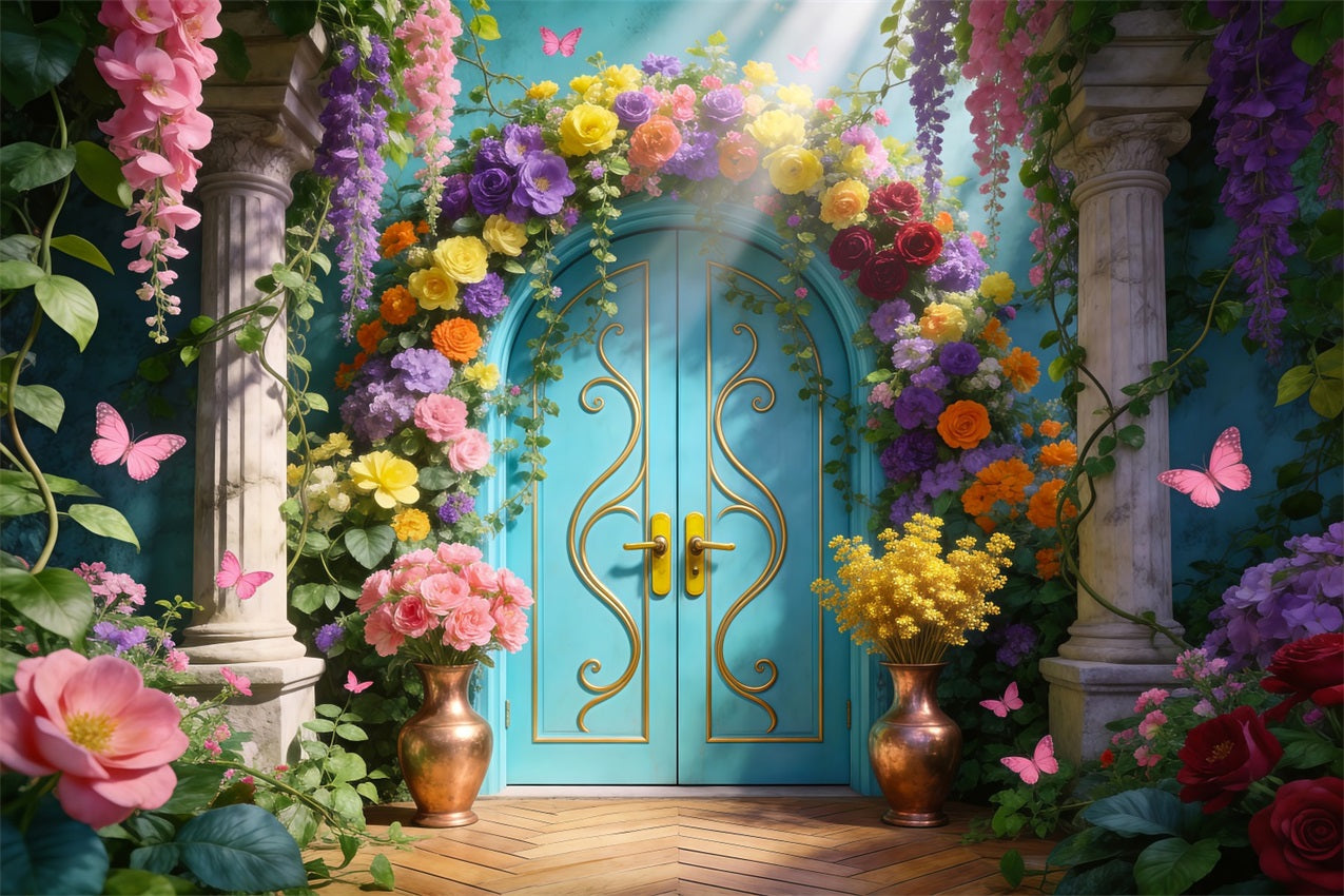 Toile de Fond Jardin Entrée Palais Florale Élégante RR62-36