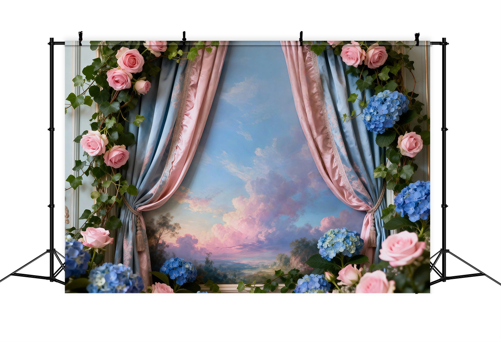Fond Photo Fleurs de Printemps Fenêtre Florale Romantique Vue Ciel RR62-42