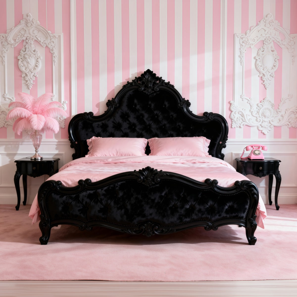 Toile de fond Boudoir Élégance Rayures Roses Baroques RR62-56