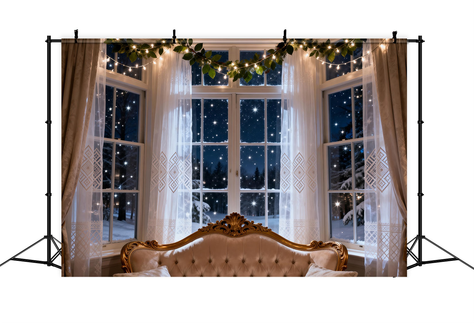 Toile de fond Boudoir Lueur Fenêtre Hivernale Étoilée RR62-61