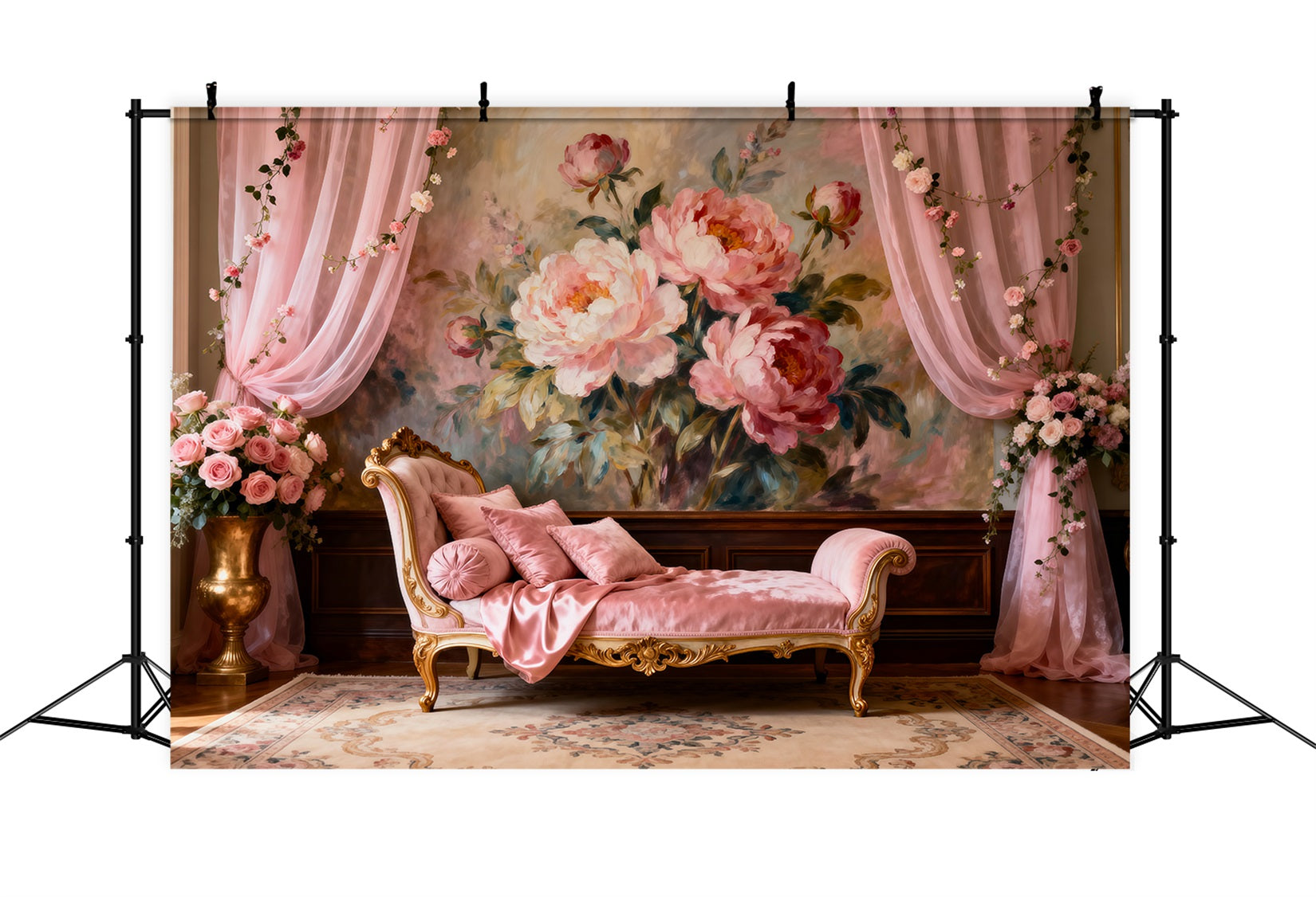 Fond Photo Boudoir Pivoines Peintes Blush Romantiques RR62-62