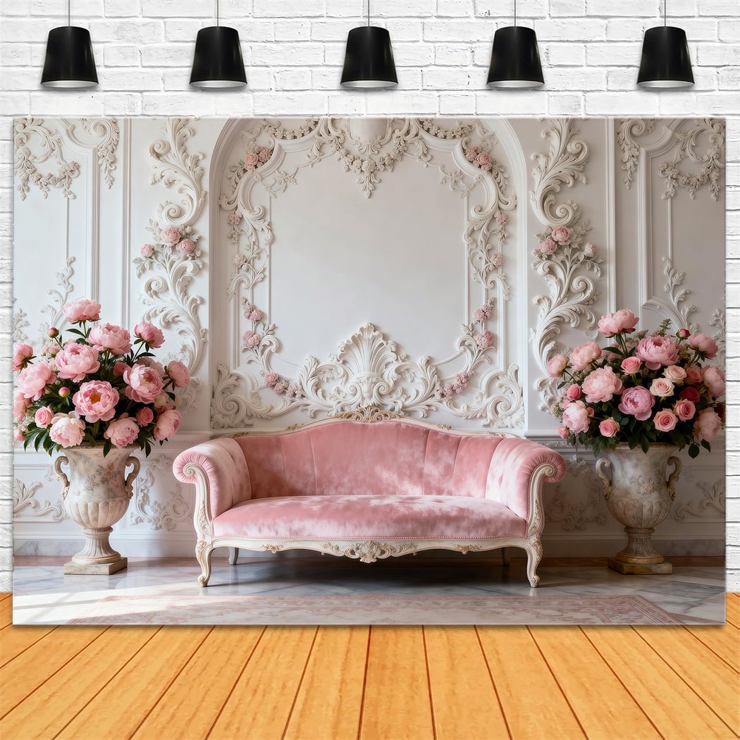 Toile de fond Photo Boudoir Salon Rococo Ivoire Classique RR62-64