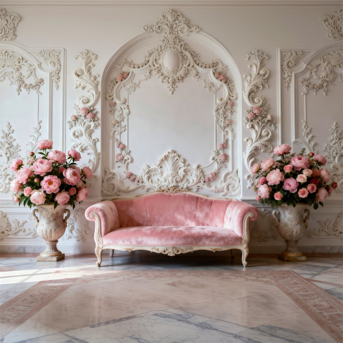 Toile de fond Photo Boudoir Salon Rococo Ivoire Classique RR62-64