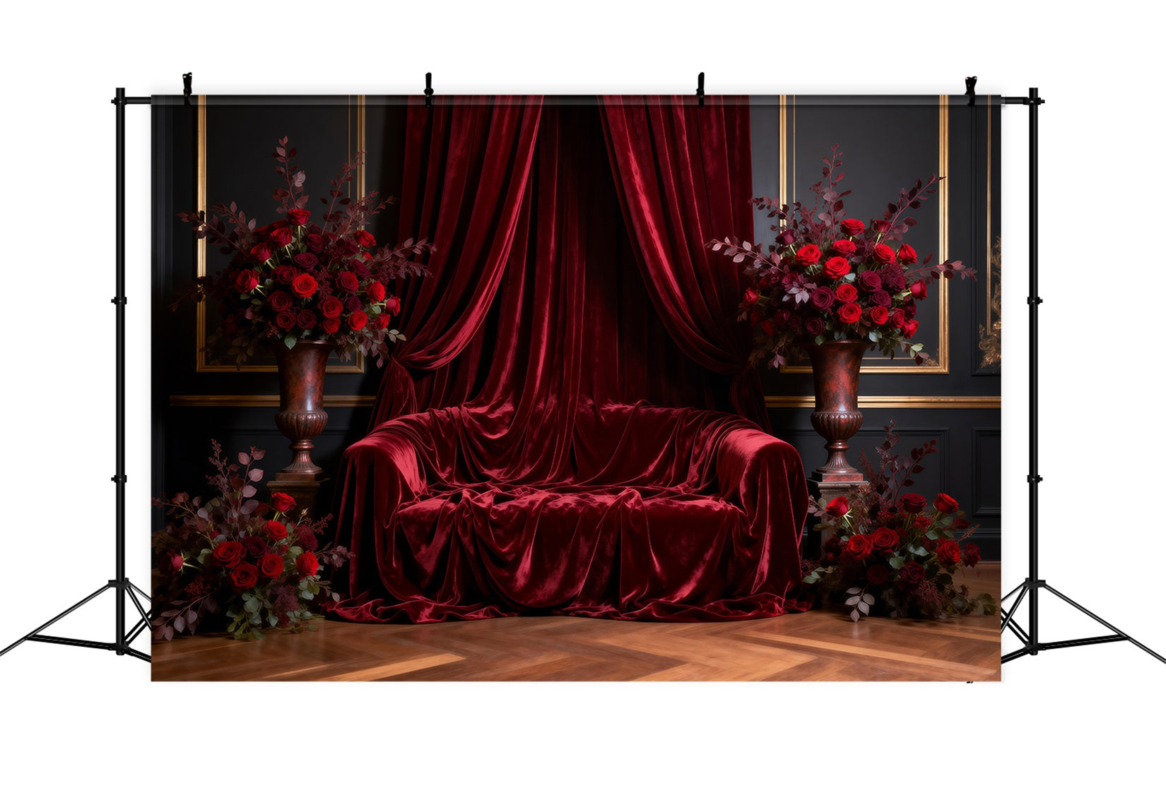Toile de fond Boudoir Trône Drapé Rouge Royal RR62-66