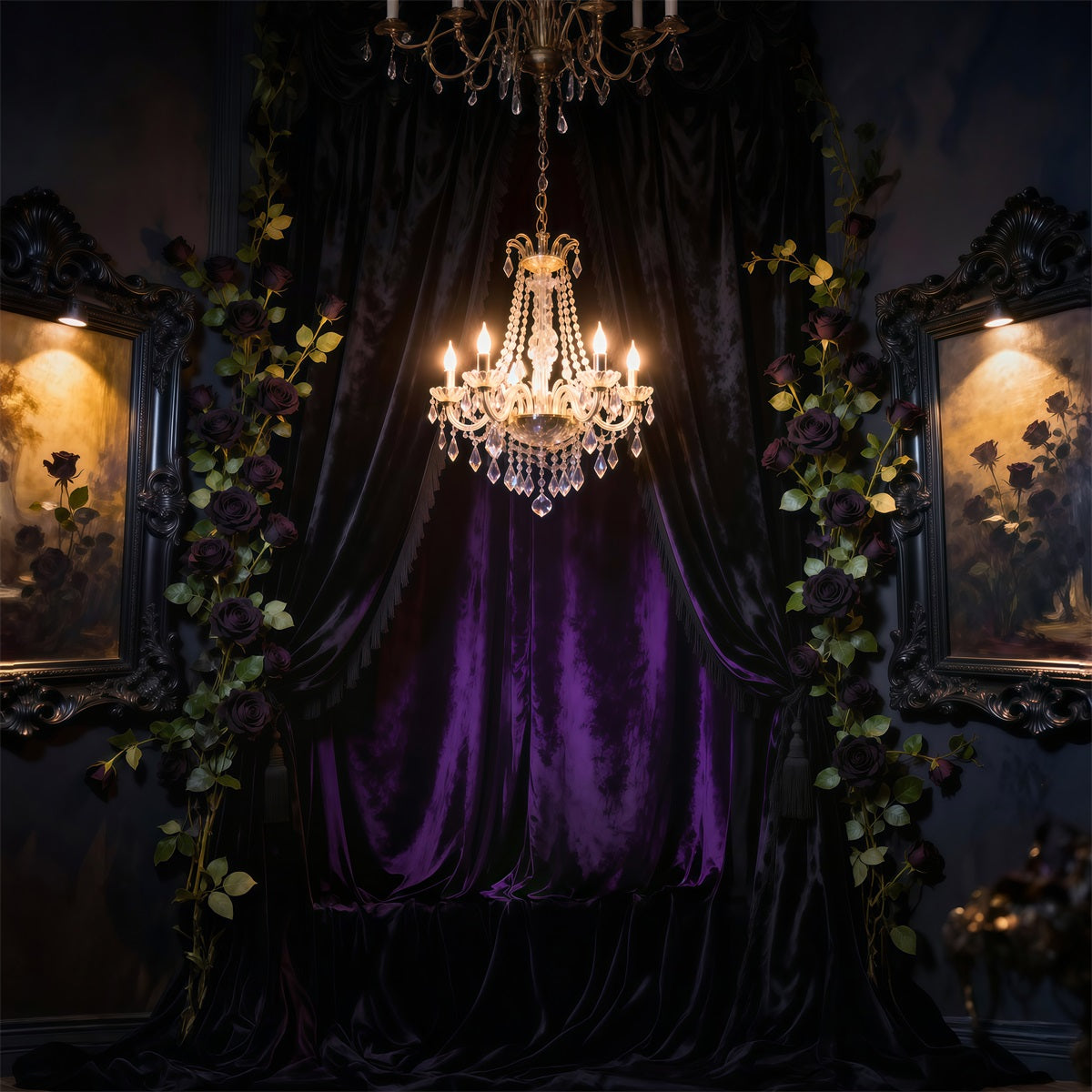 Fond Studio Boudoir Rideau Cristal Romance Sombre RR62-70