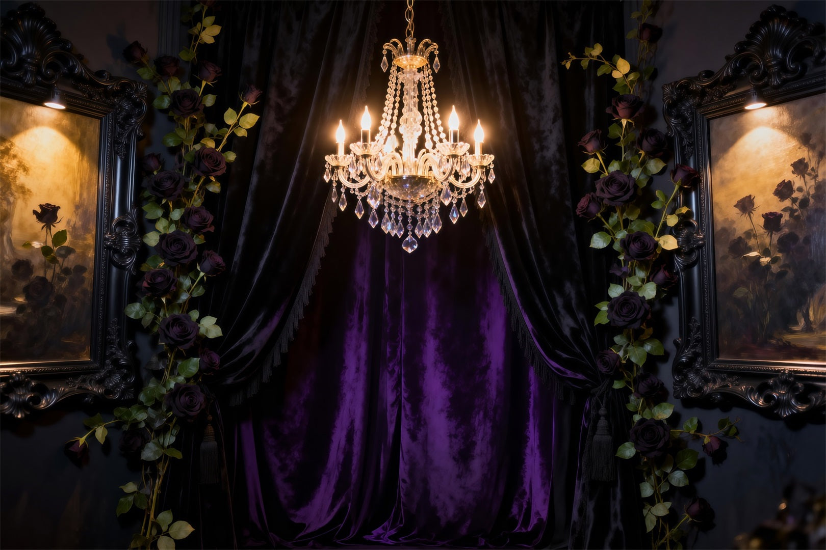 Fond Studio Boudoir Rideau Cristal Romance Sombre RR62-70