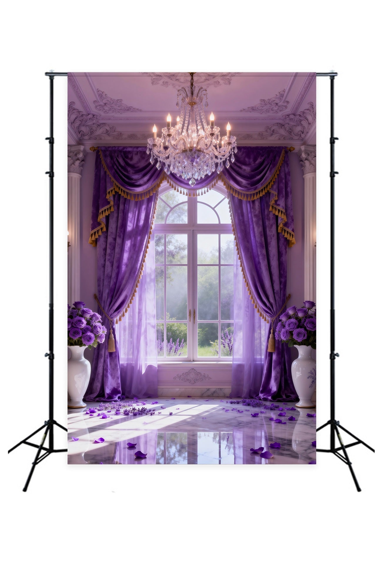 Fond Photo Boudoir Fenêtre Drapée Cristal Lavande RR62-72