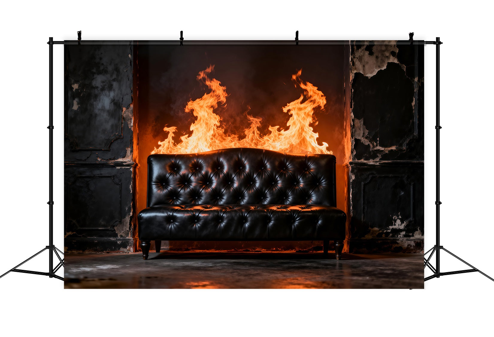 Toile de fond Studio Boudoir Canapé Cuir Noir Inferno RR62-73