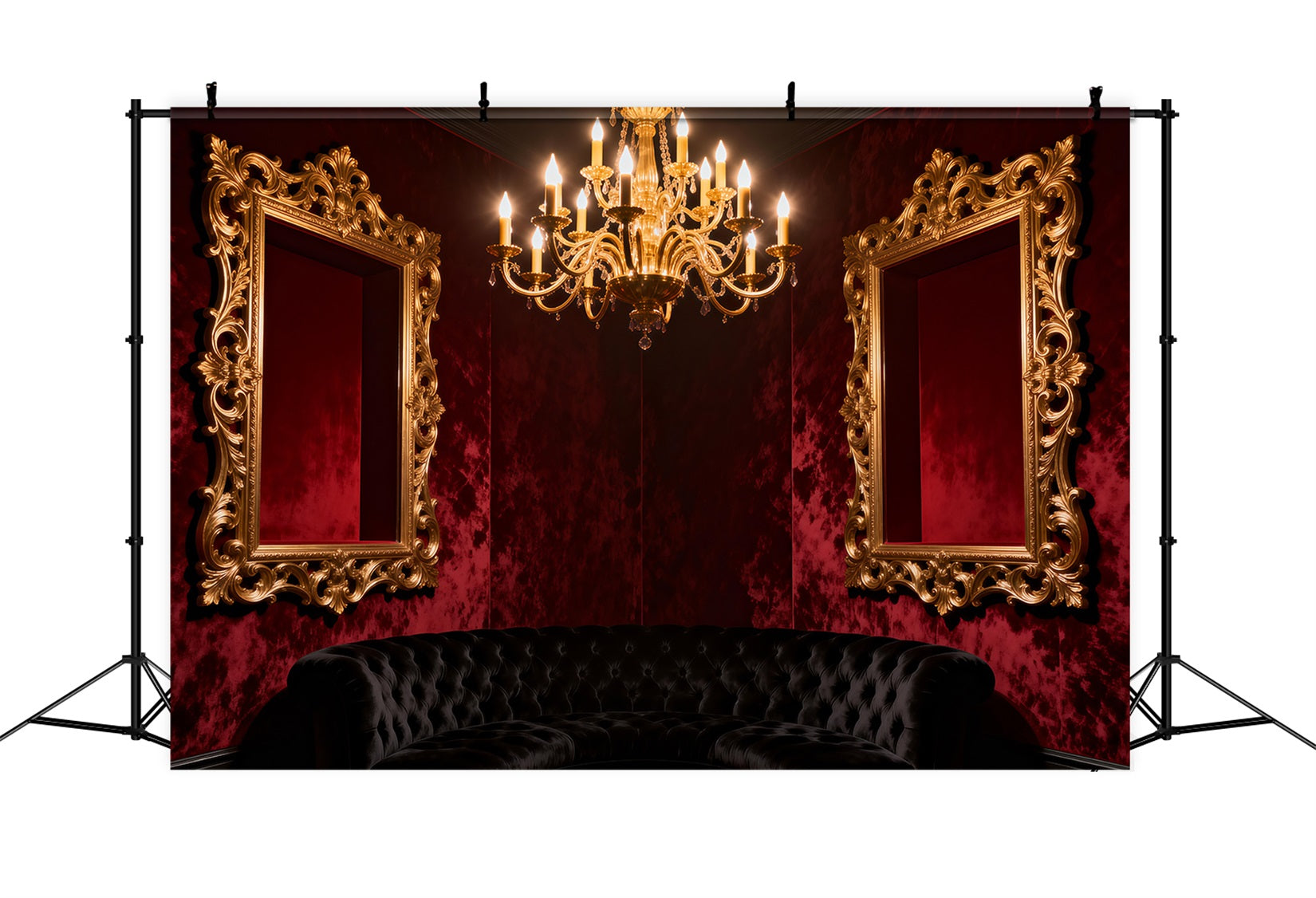 Fond Studio Boudoir Salon Miroir Doré Velours Cramoisi RR62-75