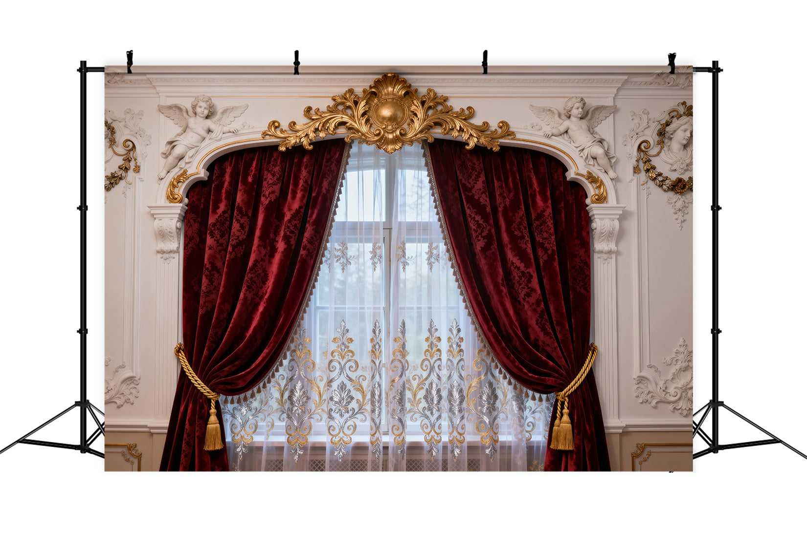 Toile de fond Photo Boudoir Draperie Velours Chérubin Baroque RR62-79