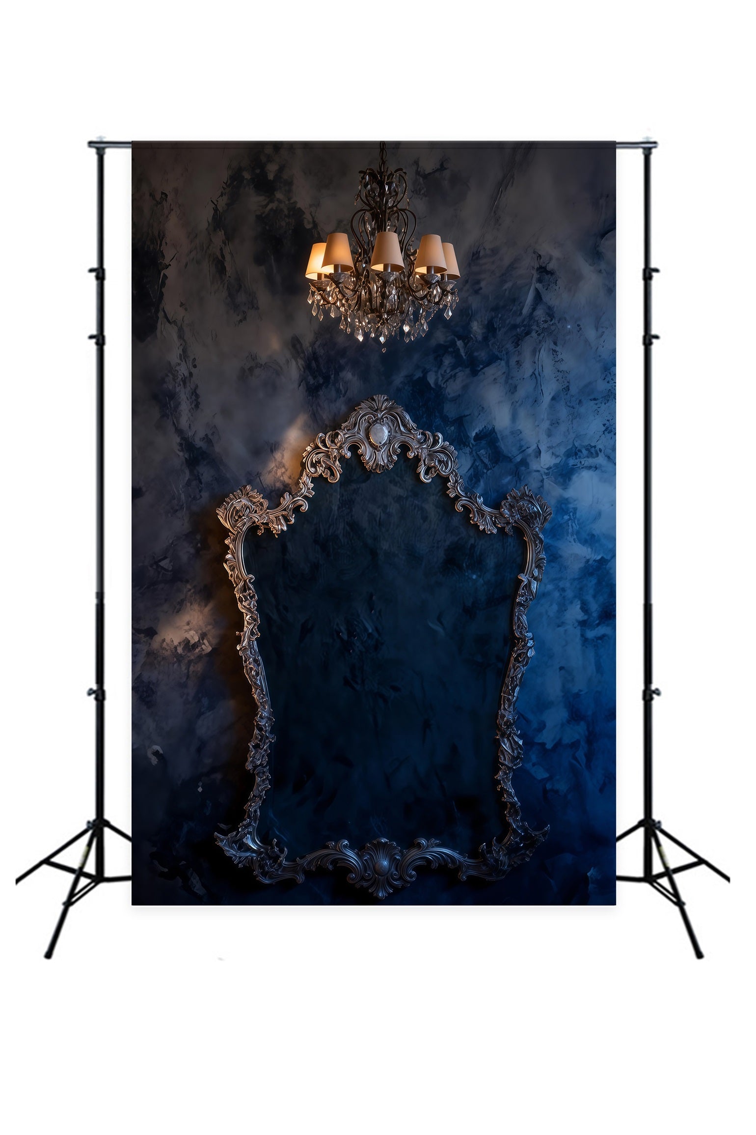 Toile de fond Studio Boudoir Cadre Lustre Marbre Minuit Doré RR62-88