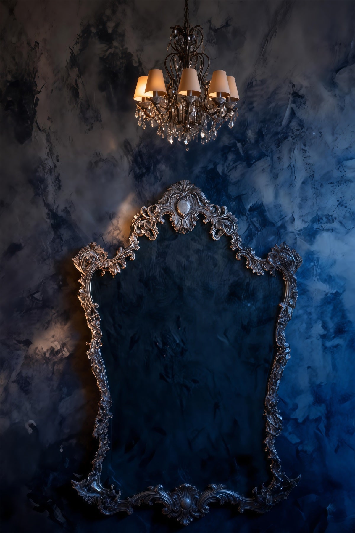 Toile de fond Studio Boudoir Cadre Lustre Marbre Minuit Doré RR62-88
