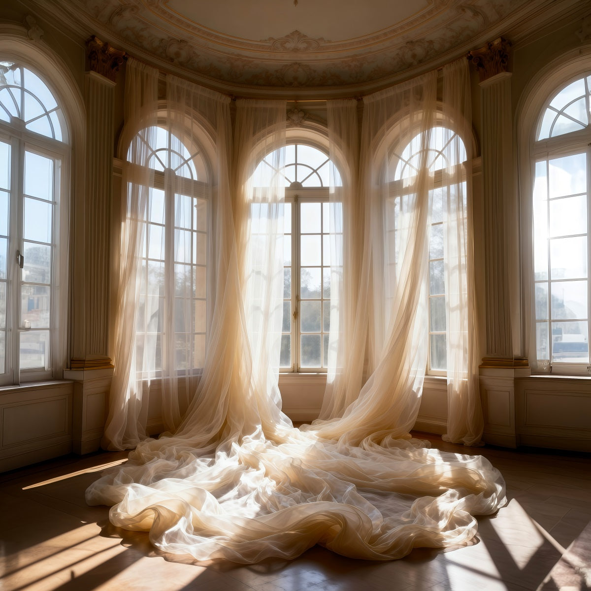 Fond Studio Boudoir Fenêtres Palais Voilage Ensoleillé RR62-95
