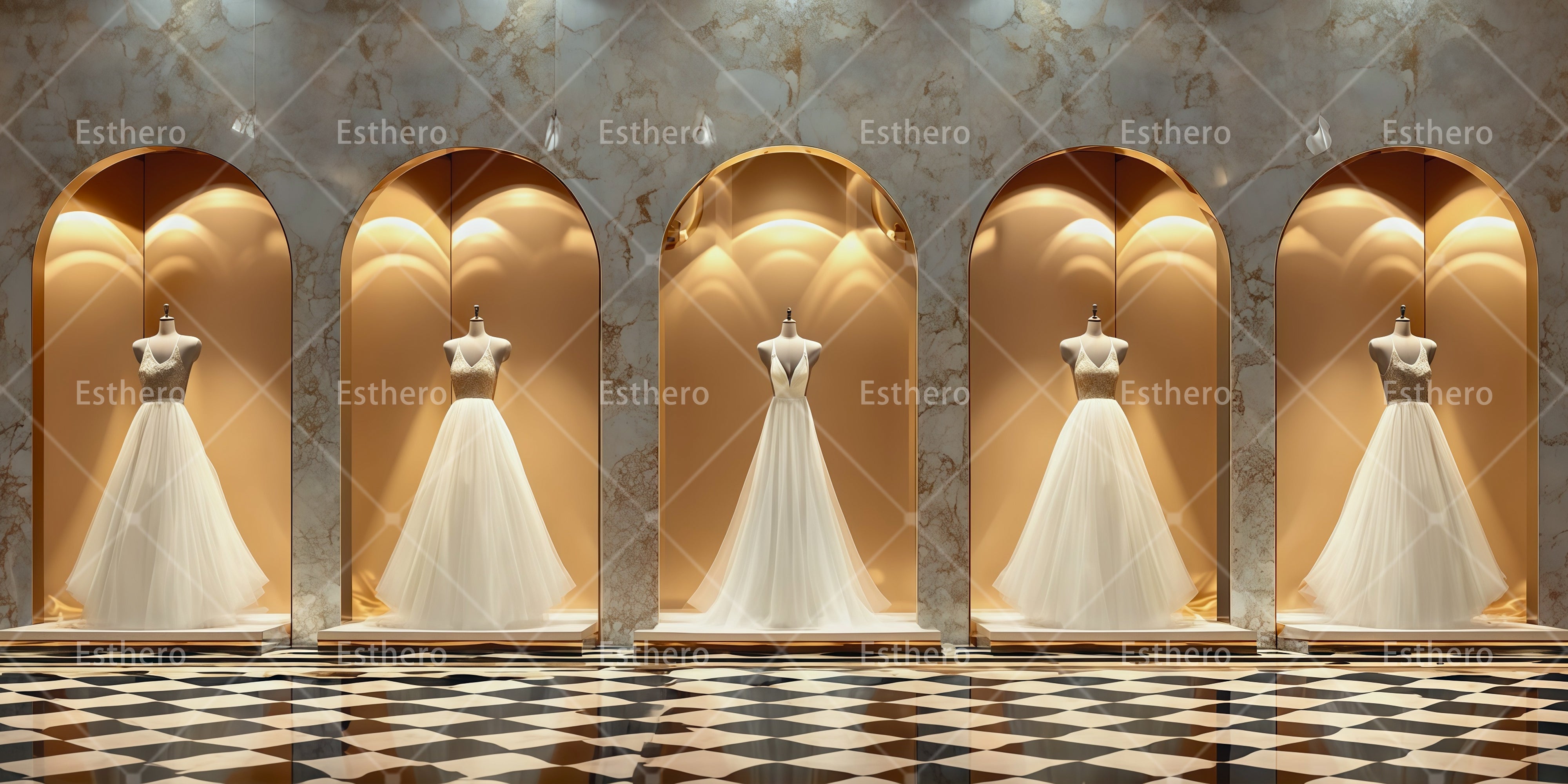 Décor professionnel avec robe de mariée pour scène de spectacle RR65-T109
