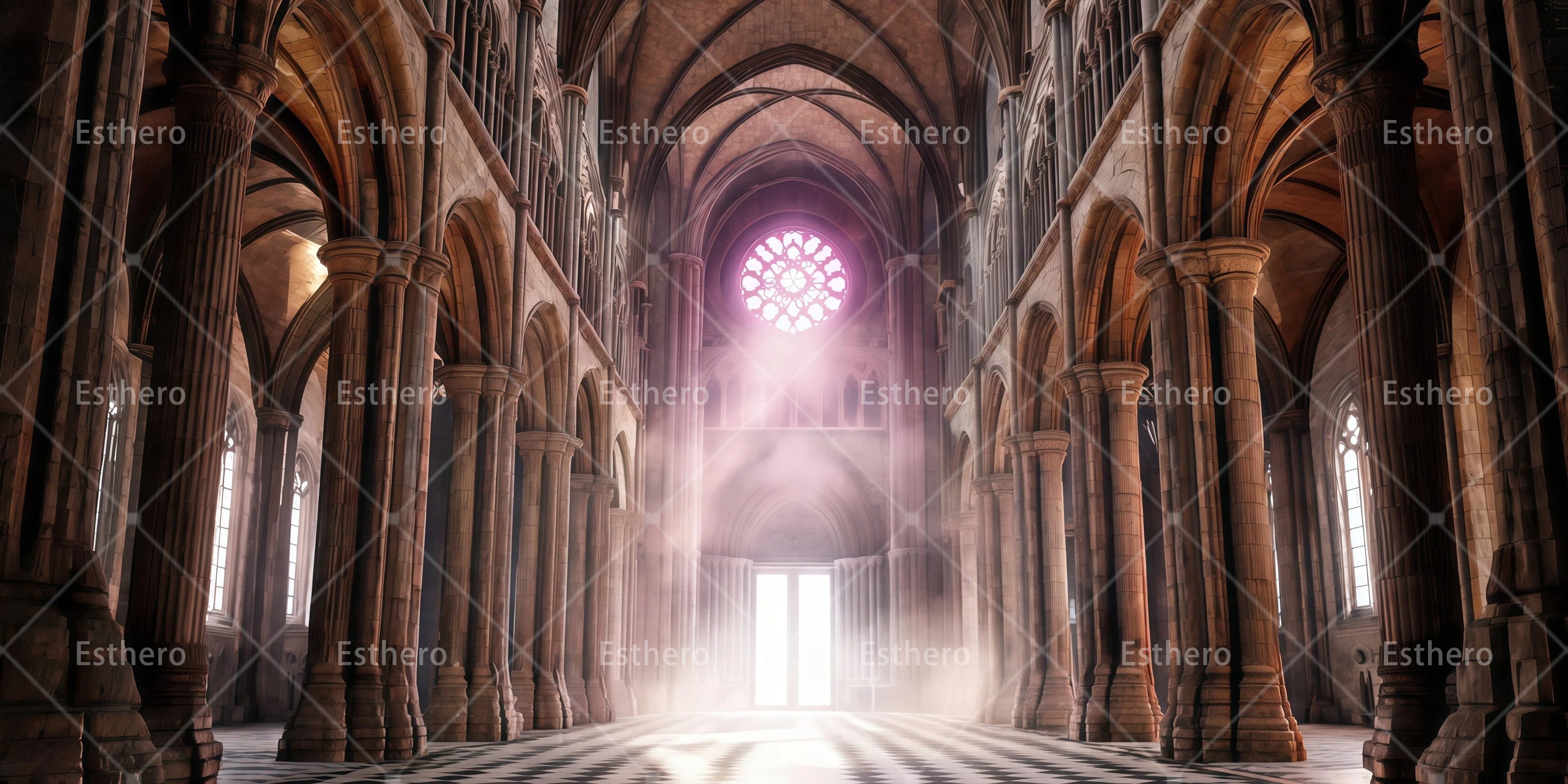 Toile de fond de cathédrale européenne décor de théâtre religieux RR65-T81