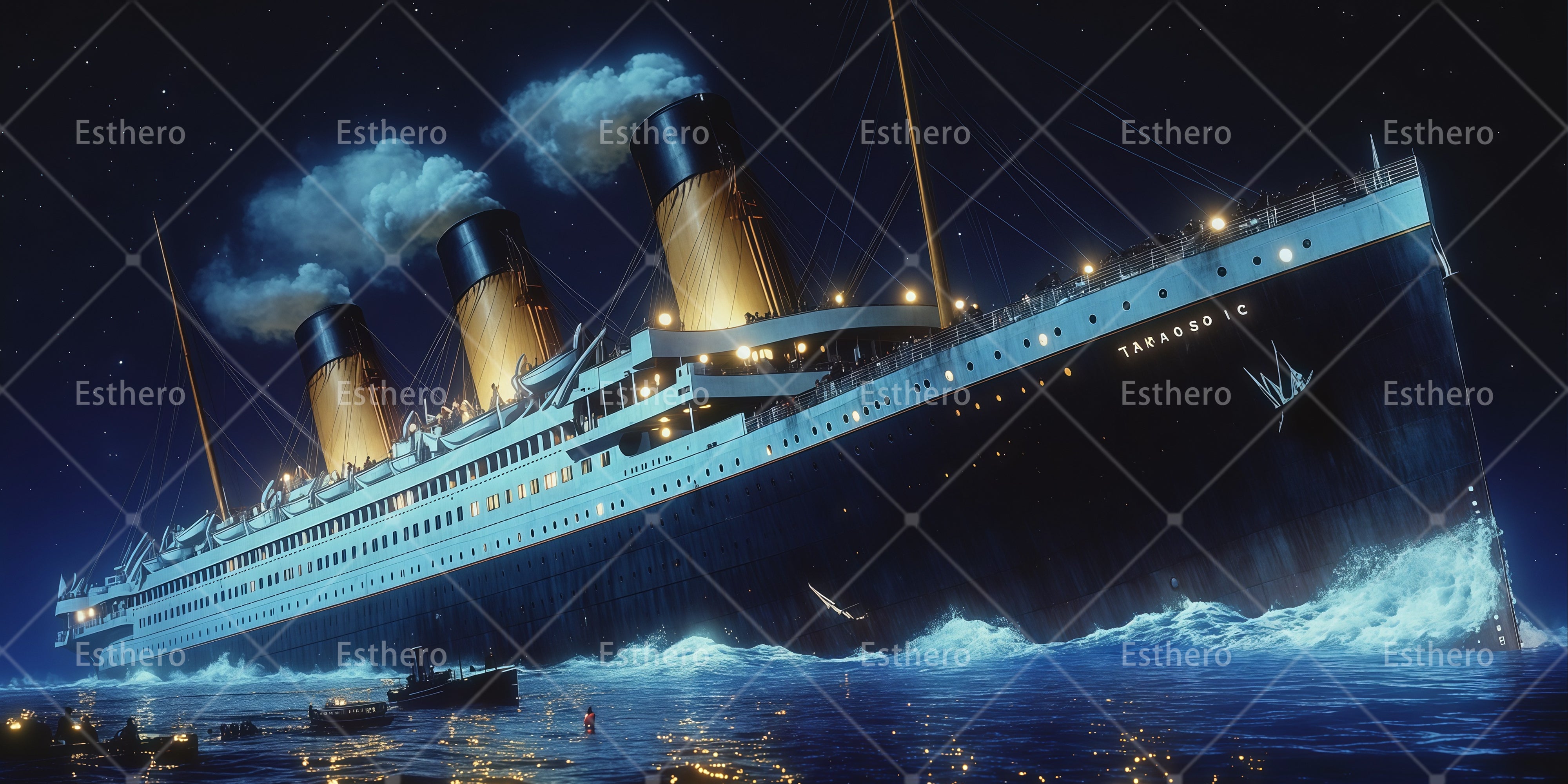 Toile de Fond de Théâtre Naufrage Nocturne du Titanic RR66-T65