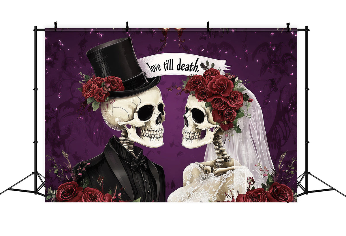 Décor De Mariage D'Halloween Couples De Squelettes Et De Roses RR67-103