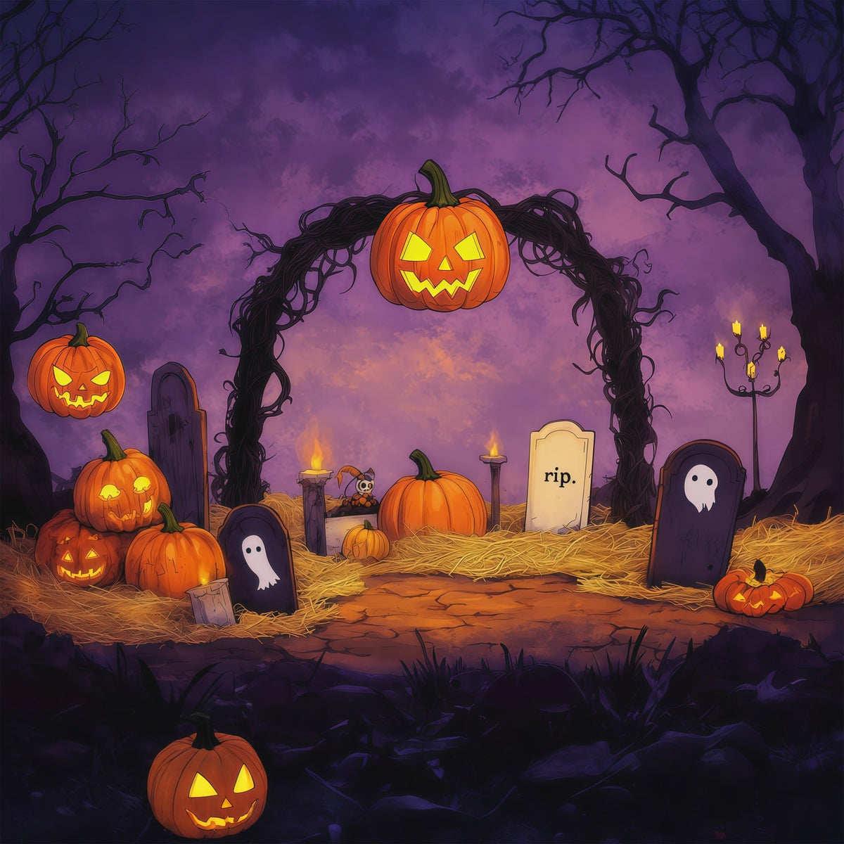 Décors Sur Le Thème D'Halloween Arche De Vigne Et De Citrouilles Idées De Décors D'Halloween RR67-105