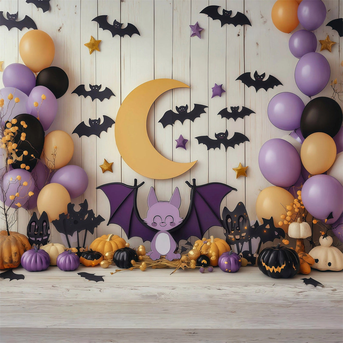 Décors Mignons Pour Halloween Chauve-SourisLune Ballons RR67-106