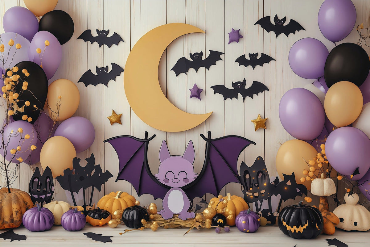 Décors Mignons Pour Halloween Chauve-SourisLune Ballons RR67-106