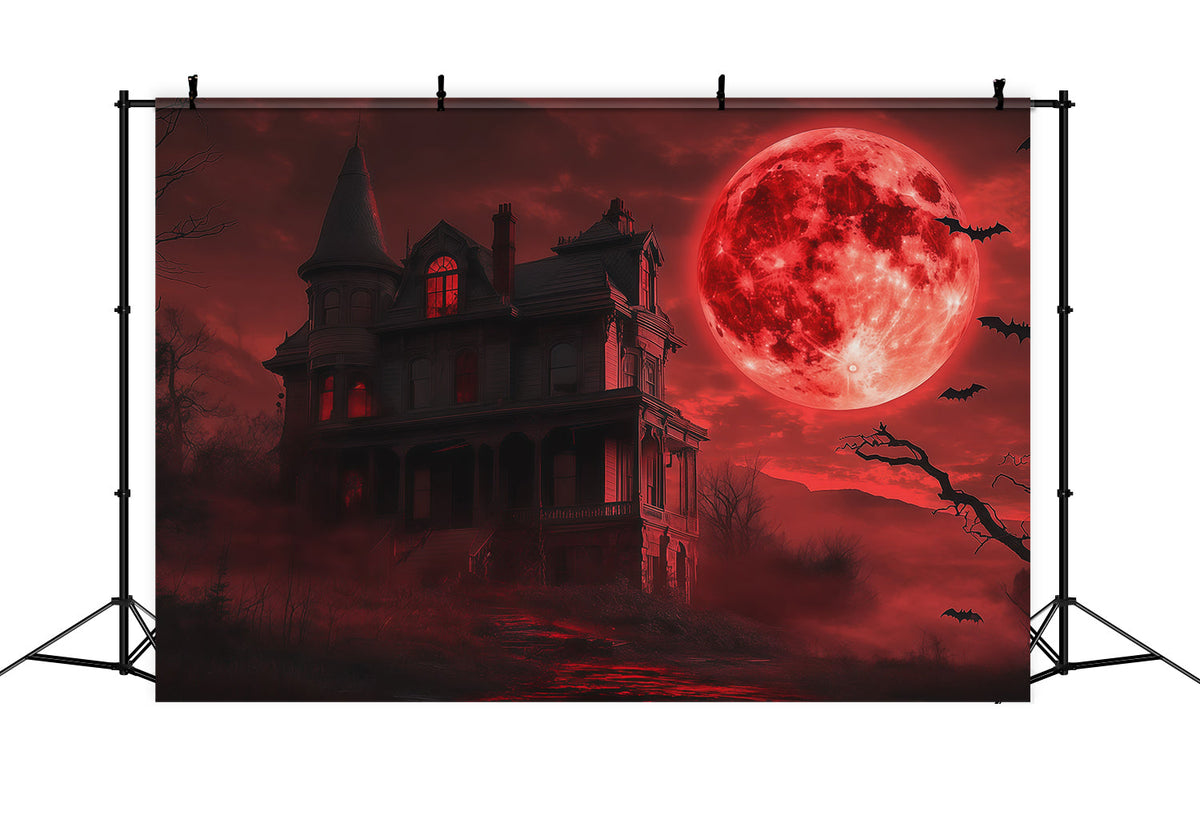 Décor De Lune D'HalloweenCiel SanglantDécor Photo De Maison Hantée Pour Halloween RR67-108