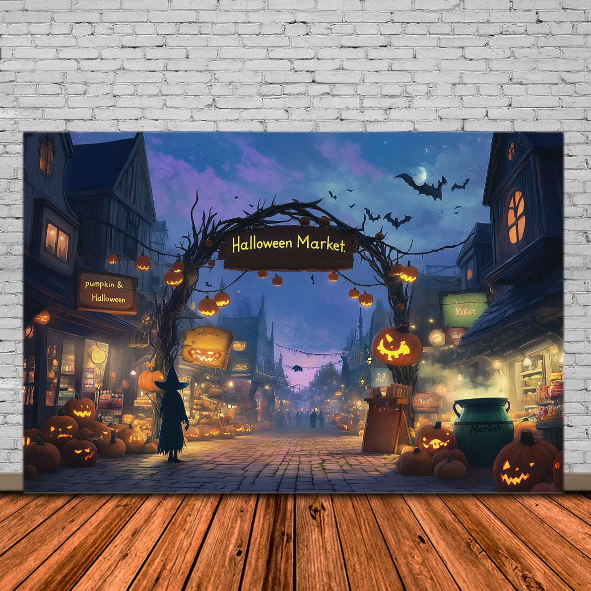 Idées De Décors Photo D'Halloween Citrouilles Marché De Sorcières Rue Des Citrouilles RR67-112