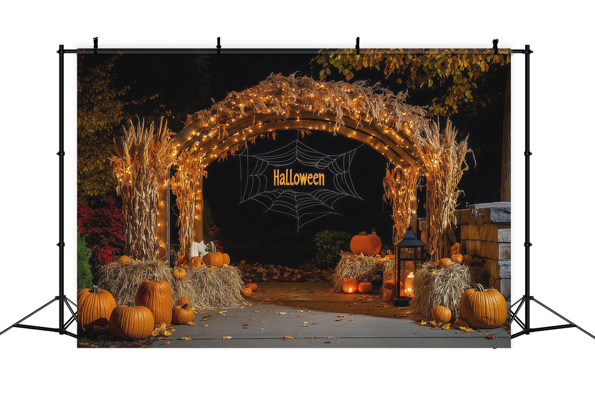 Décor D'Halloween AutomnalA rche De Citrouilles Et Foin De Récolte Décors Effrayants Pour Halloween RR67-117
