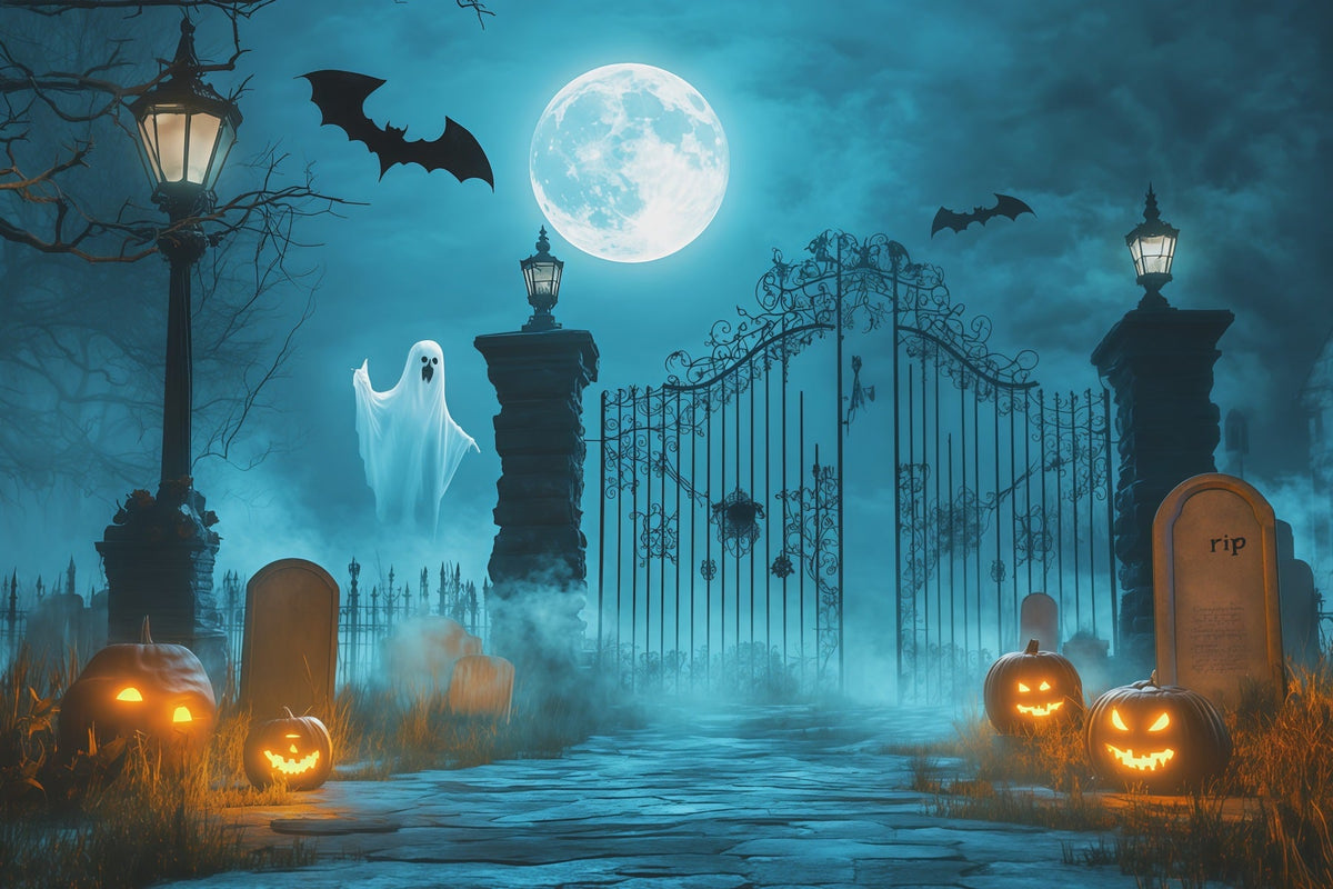 Décor De Cimetière Fantôme Au Clair De Lune Porte HantéeDécor Effrayant Pour Halloween RR67-118