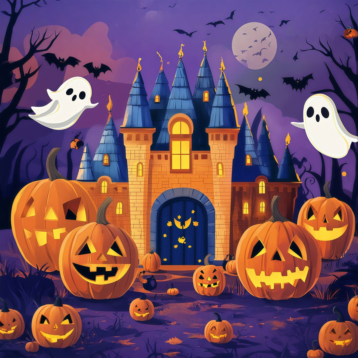 Décors En Carton Pour Halloween Château Hanté Citrouille Nuit D'Halloween Décor Photographique RR67-119