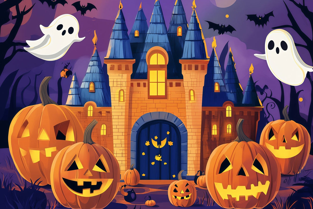 Décors En Carton Pour Halloween Château Hanté Citrouille Nuit D'Halloween Décor Photographique RR67-119
