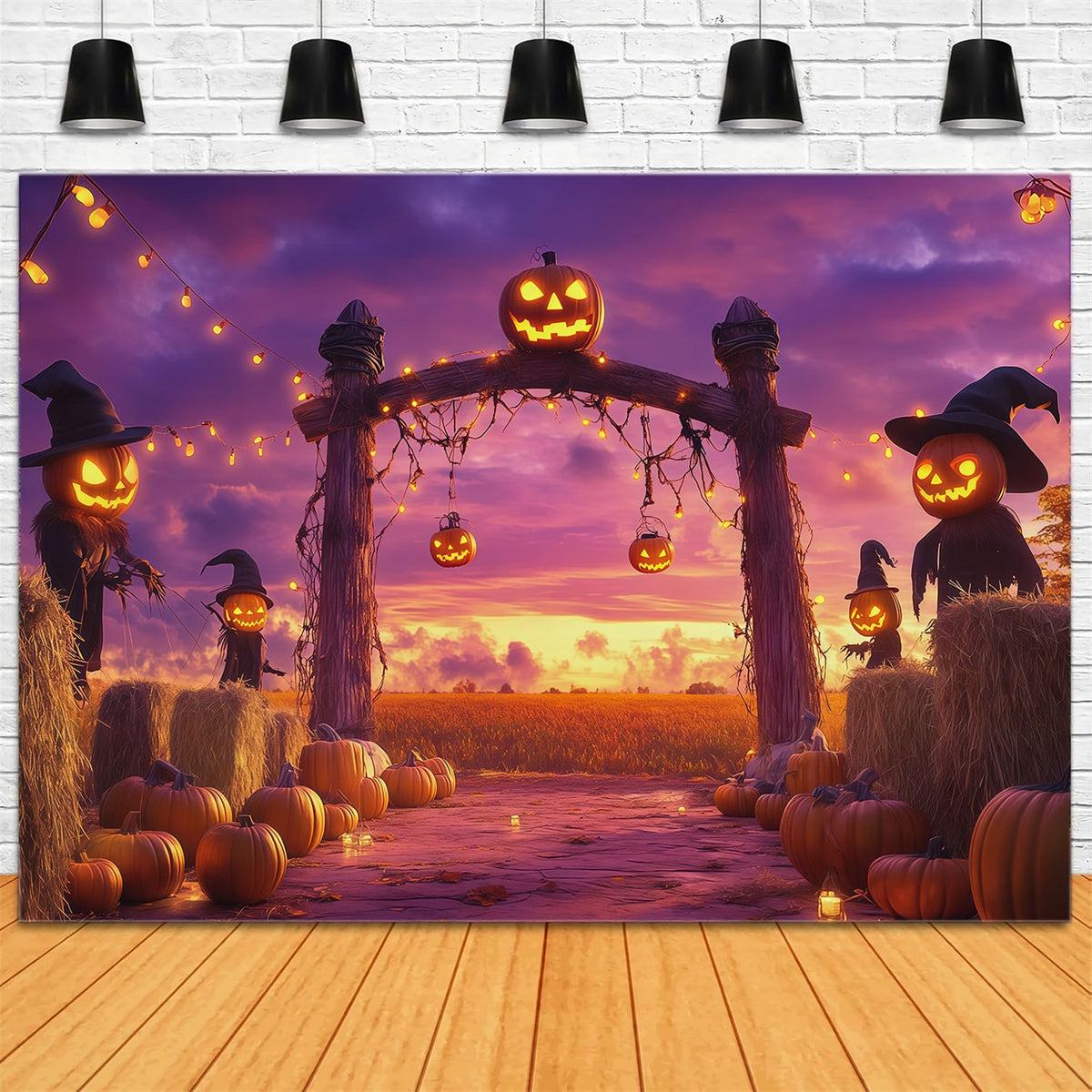Idées De Décors Photo D'Halloween Citrouilles Arche De Récolte Épouvantails RR67-12