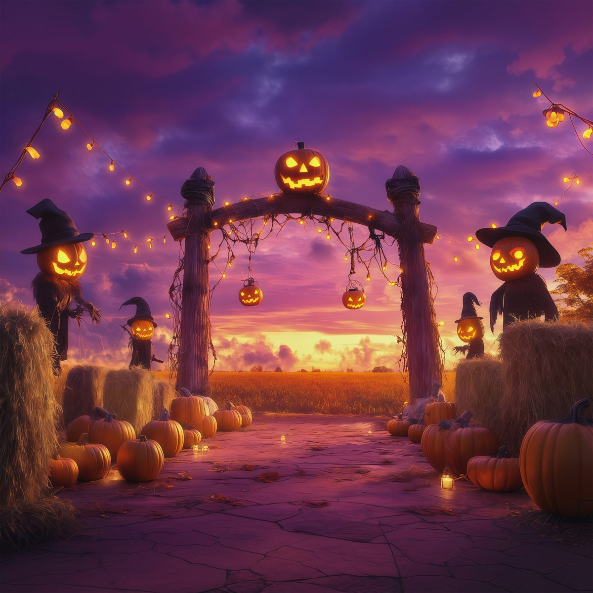 Idées De Décors Photo D'Halloween Citrouilles Arche De Récolte Épouvantails RR67-12