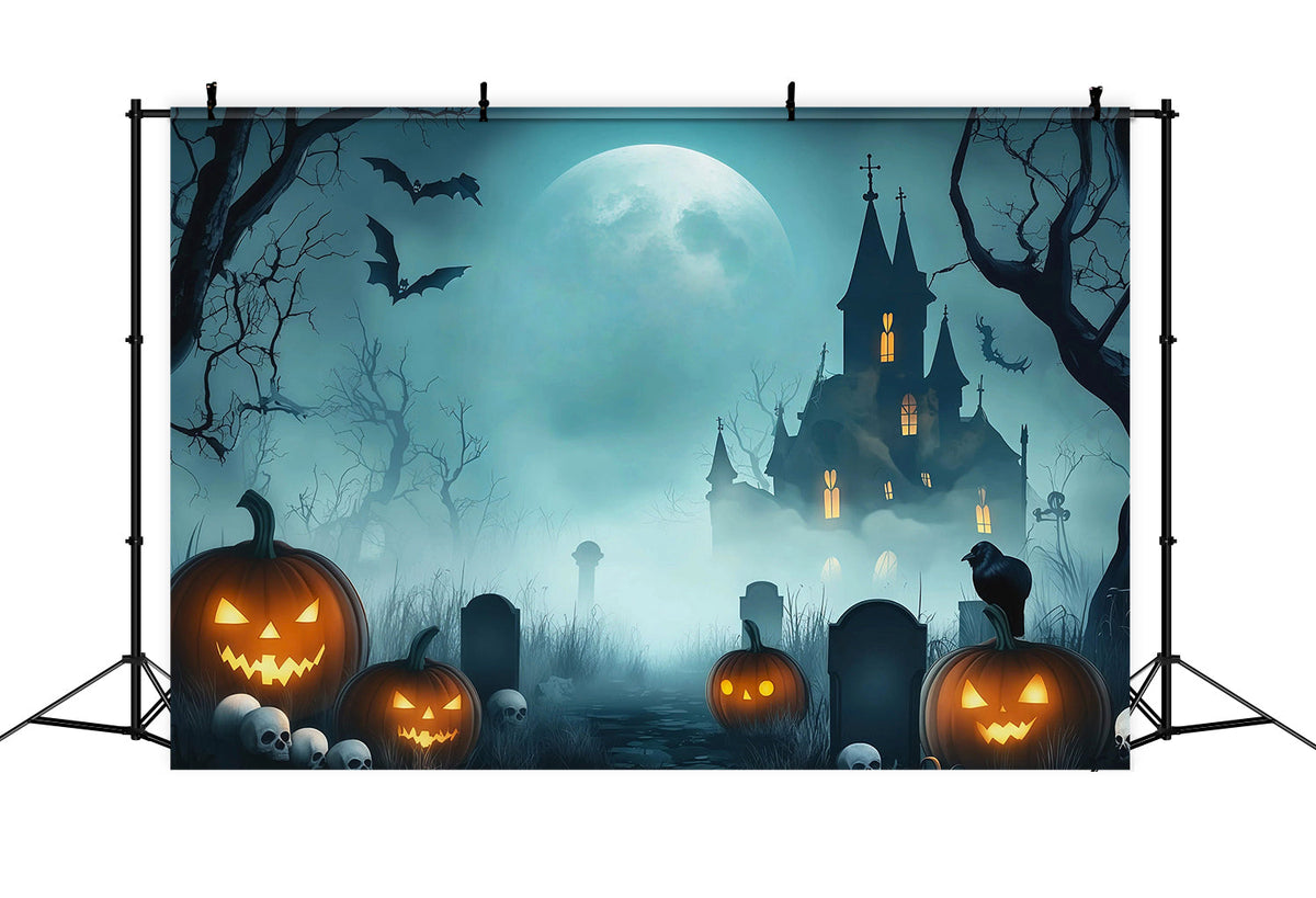 Décor De Garage D'Halloween Avec Citrouille Brumeuse Et Maison Hantée RR67-125