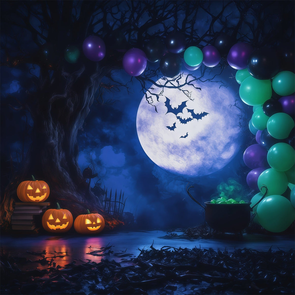 Décor De Ballons D'HalloweenLune Et Chaudron Thème Halloween RR67-130