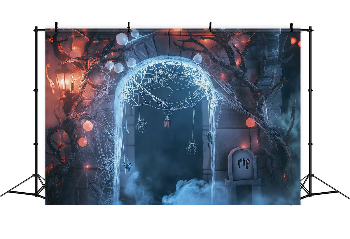 Idées De Décors D'Halloween À Faire Soi-Même Arche De Cimetière Avec Toile D'Araignée Et Araignée Décors RR67-131