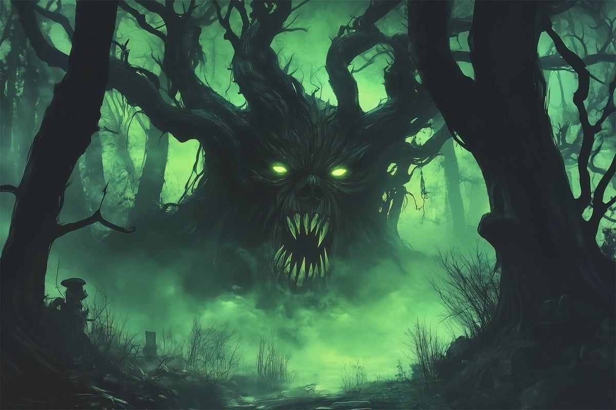 Décor De Forêt D'Halloween Brume Verte Arbre Monstrueux Décor Vintage D'Halloween RR67-132