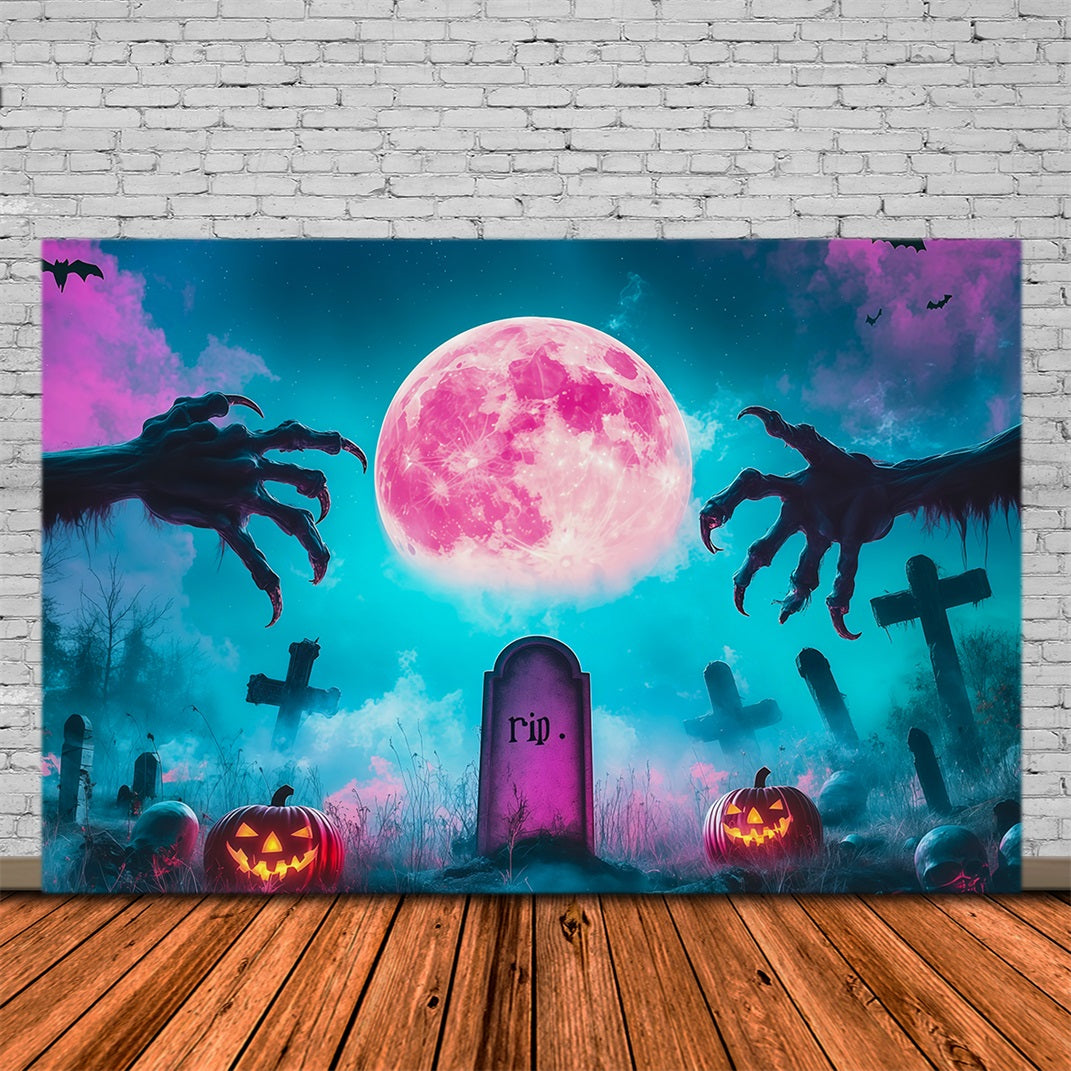 Décor De Cimetière Personnalisé Pour Halloween Lune Rose Griffes De Cimetière Décor De Cimetière RR67-14