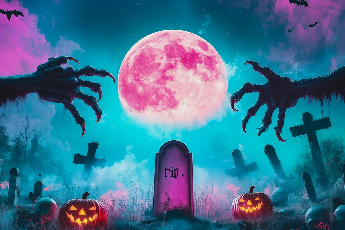 Décor De Cimetière Personnalisé Pour Halloween Lune Rose Griffes De Cimetière Décor De Cimetière RR67-14