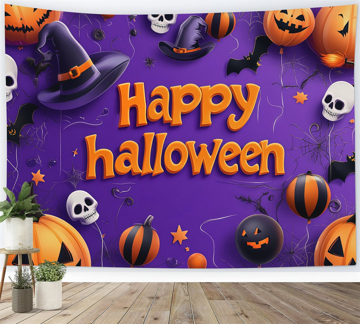 Idées De Décors D'Halloween À Faire Soi-Même Citrouille CrâneBallons Décor Violet Pour Une Fête D'Halloween RR67-143