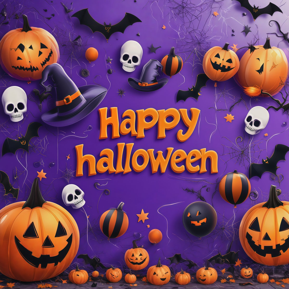 Idées De Décors D'Halloween À Faire Soi-Même Citrouille CrâneBallons Décor Violet Pour Une Fête D'Halloween RR67-143