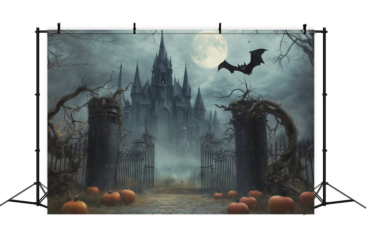 Décors Photo Effrayants Pour Halloween Porte Gothique Brumeuse Au Clair De Lune Décor Joyeux Halloween RR67-146
