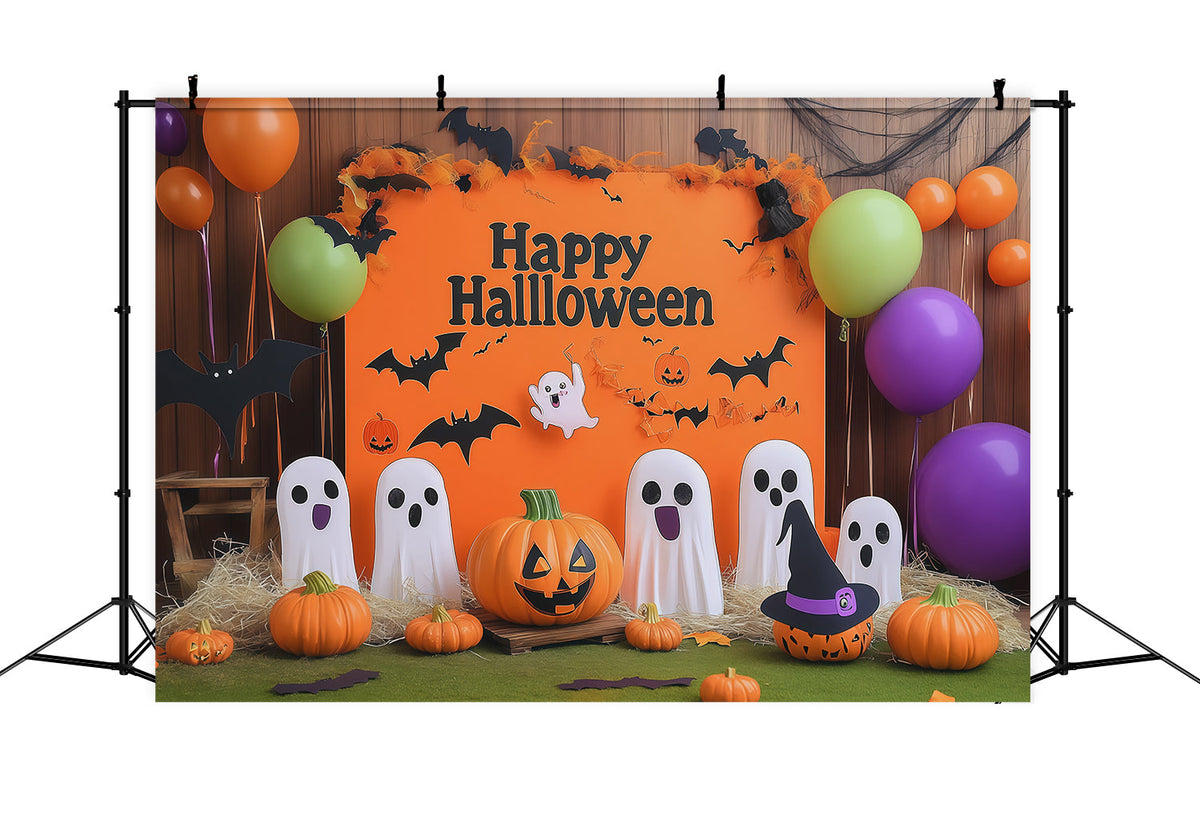 Décor De Fond Pour Fête D'Halloween Citrouille Fantôme Joyeuse RR67-150