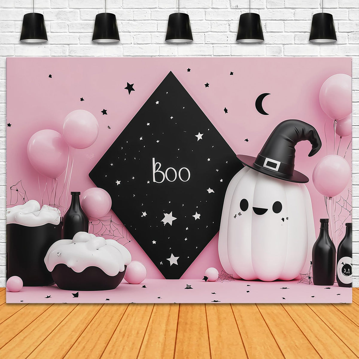 Décors D'Halloween Mignons Potion De Fantôme Rose Décorations De Scène Pour Une Fête D'Halloween RR67-155