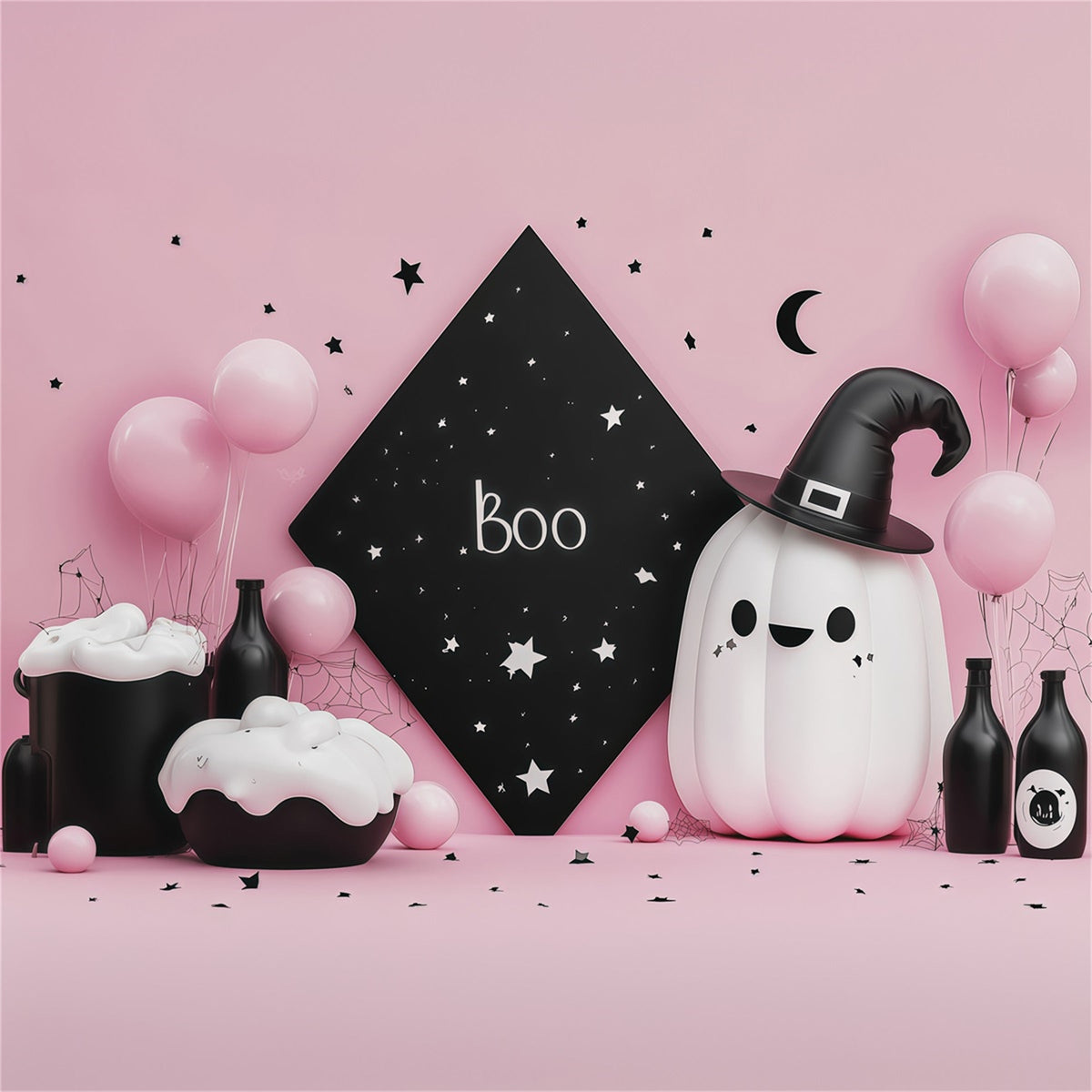 Décors D'Halloween Mignons Potion De Fantôme Rose Décorations De Scène Pour Une Fête D'Halloween RR67-155